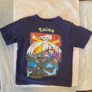 Pokémon blue t-shirt Ash with Pokeball, Reshiram, and Zekrom Nintendo